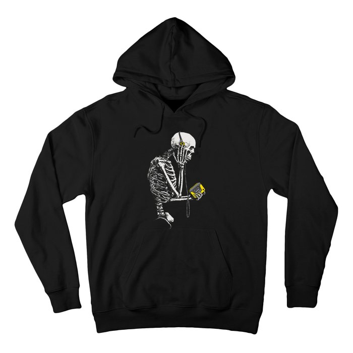 Skeleton With Retro Headphones Music Cassette Player Hoodie