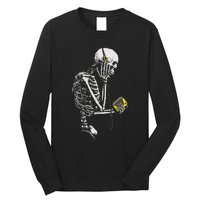 Skeleton With Retro Headphones Music Cassette Player Long Sleeve Shirt