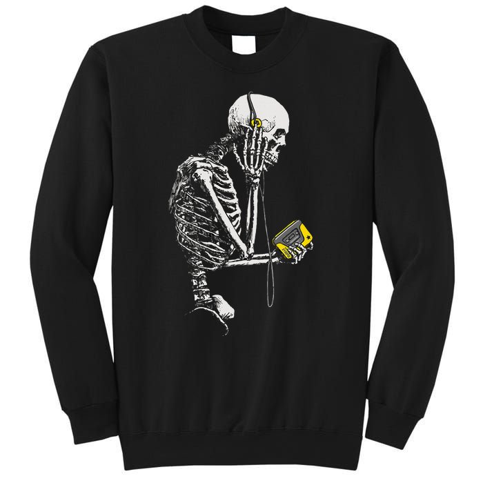 Skeleton With Retro Headphones Music Cassette Player Sweatshirt