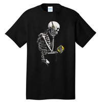 Skeleton With Retro Headphones Music Cassette Player Tall T-Shirt