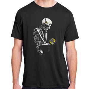 Skeleton With Retro Headphones Music Cassette Player Adult ChromaSoft Performance T-Shirt