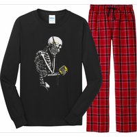 Skeleton With Retro Headphones Music Cassette Player Long Sleeve Pajama Set