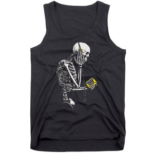 Skeleton With Retro Headphones Music Cassette Player Tank Top