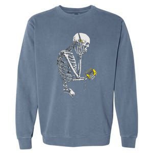 Skeleton With Retro Headphones Music Cassette Player Garment-Dyed Sweatshirt