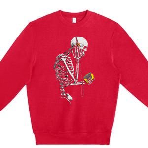 Skeleton With Retro Headphones Music Cassette Player Premium Crewneck Sweatshirt