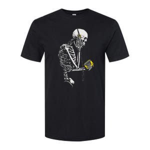 Skeleton With Retro Headphones Music Cassette Player Softstyle CVC T-Shirt