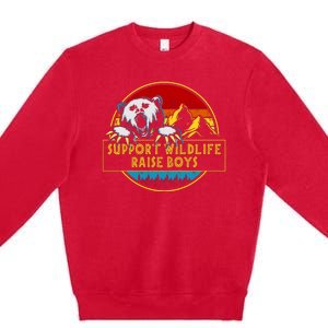 Support Wildlife Rasie Boys Premium Crewneck Sweatshirt