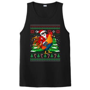 Santa With Rooster Christmas Tree Farmer Ugly Xmas Sweater Gift PosiCharge Competitor Tank