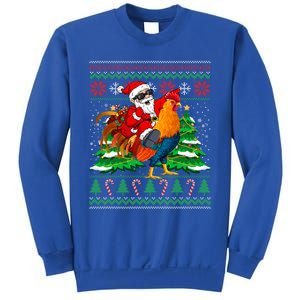 Santa With Rooster Christmas Tree Farmer Ugly Xmas Sweater Gift Sweatshirt