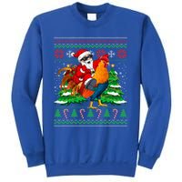 Santa With Rooster Christmas Tree Farmer Ugly Xmas Sweater Gift Sweatshirt