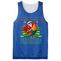 Santa With Rooster Christmas Tree Farmer Ugly Xmas Sweater Gift Mesh Reversible Basketball Jersey Tank