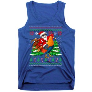 Santa With Rooster Christmas Tree Farmer Ugly Xmas Sweater Gift Tank Top