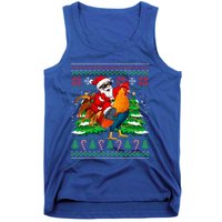 Santa With Rooster Christmas Tree Farmer Ugly Xmas Sweater Gift Tank Top