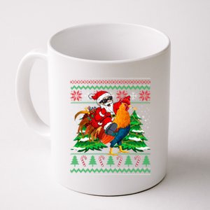 Santa With Rooster Christmas Tree Farmer Ugly Xmas Sweater Gift Coffee Mug