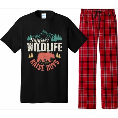 Support Wildlife Raise Mom Dad Wild One Funny Gift Pajama Set