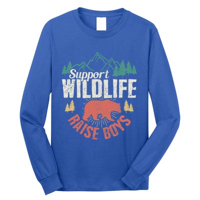 Support Wildlife Raise Mom Dad Wild One Funny Gift Long Sleeve Shirt