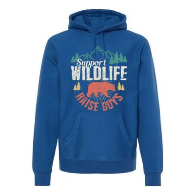 Support Wildlife Raise Mom Dad Wild One Funny Gift Premium Hoodie