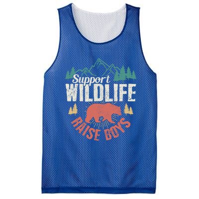 Support Wildlife Raise Mom Dad Wild One Funny Gift Mesh Reversible Basketball Jersey Tank