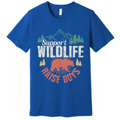 Support Wildlife Raise Mom Dad Wild One Funny Gift Premium T-Shirt