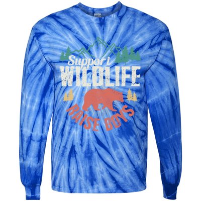 Support Wildlife Raise Mom Dad Wild One Funny Gift Tie-Dye Long Sleeve Shirt