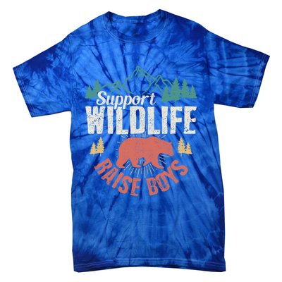 Support Wildlife Raise Mom Dad Wild One Funny Gift Tie-Dye T-Shirt