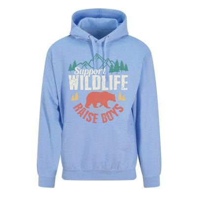 Support Wildlife Raise Mom Dad Wild One Funny Gift Unisex Surf Hoodie