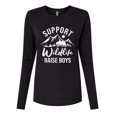 Support Wildlife Raise Sons Funny Mom Dad Wild One Bear Cute Gift Womens Cotton Relaxed Long Sleeve T-Shirt