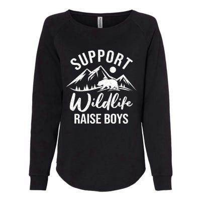 Support Wildlife Raise Sons Funny Mom Dad Wild One Bear Cute Gift Womens California Wash Sweatshirt