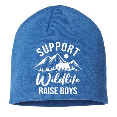 Support Wildlife Raise Sons Funny Mom Dad Wild One Bear Cute Gift Sustainable Beanie