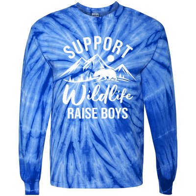 Support Wildlife Raise Sons Funny Mom Dad Wild One Bear Cute Gift Tie-Dye Long Sleeve Shirt