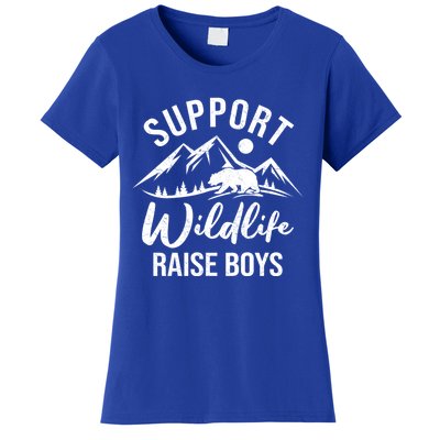 Support Wildlife Raise Sons Funny Mom Dad Wild One Bear Cute Gift Women's T-Shirt