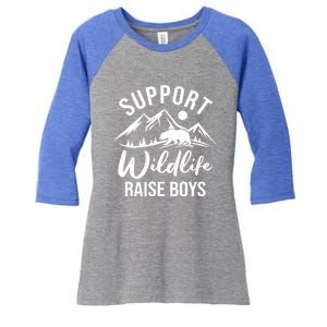 Support Wildlife Raise Sons Funny Mom Dad Wild One Bear Cute Gift Women's Tri-Blend 3/4-Sleeve Raglan Shirt