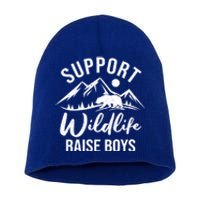 Support Wildlife Raise Sons Funny Mom Dad Wild One Bear Cute Gift Short Acrylic Beanie