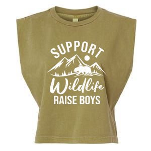 Support Wildlife Raise Sons Funny Mom Dad Wild One Bear Cute Gift Garment-Dyed Women's Muscle Tee