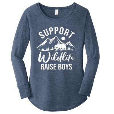 Support Wildlife Raise Sons Funny Mom Dad Wild One Bear Cute Gift Women's Perfect Tri Tunic Long Sleeve Shirt