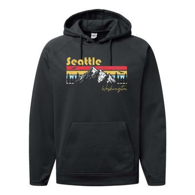 Seattle Washington Roots Hometown Vintage Home State Pride Performance Fleece Hoodie