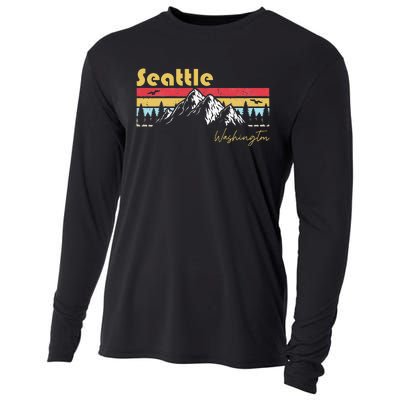 Seattle Washington Roots Hometown Vintage Home State Pride Cooling Performance Long Sleeve Crew