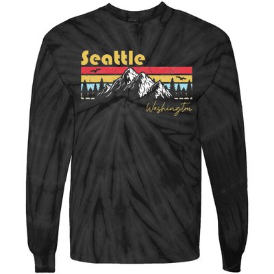 Seattle Washington Roots Hometown Vintage Home State Pride Tie-Dye Long Sleeve Shirt