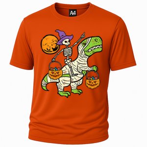 Skeleton Witch Riding Mummy Dinosaur Halloween Spooky Night Gift Cooling Performance Crew T-Shirt