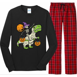 Skeleton Witch Riding Mummy Dinosaur Halloween Spooky Night Gift Long Sleeve Pajama Set