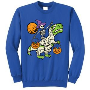 Skeleton Witch Riding Mummy Dinosaur Halloween Spooky Night Gift Sweatshirt