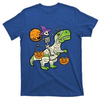 Skeleton Witch Riding Mummy Dinosaur Halloween Spooky Night Gift T-Shirt