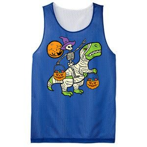 Skeleton Witch Riding Mummy Dinosaur Halloween Spooky Night Gift Mesh Reversible Basketball Jersey Tank