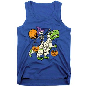 Skeleton Witch Riding Mummy Dinosaur Halloween Spooky Night Gift Tank Top