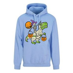 Skeleton Witch Riding Mummy Dinosaur Halloween Spooky Night Gift Unisex Surf Hoodie