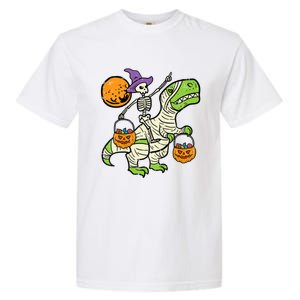 Skeleton Witch Riding Mummy Dinosaur Halloween Spooky Night Gift Garment-Dyed Heavyweight T-Shirt