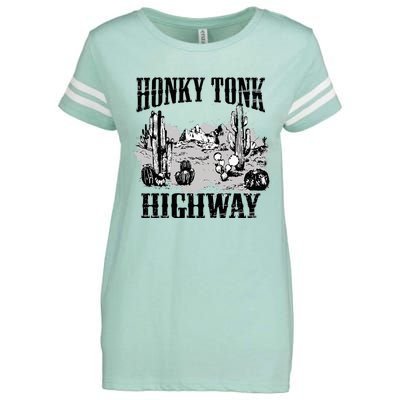 Southern Western Rodeo Cowgirl Honky Tonk Highway Enza Ladies Jersey Football T-Shirt