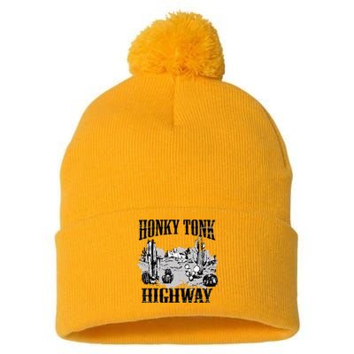 Southern Western Rodeo Cowgirl Honky Tonk Highway Pom Pom 12in Knit Beanie