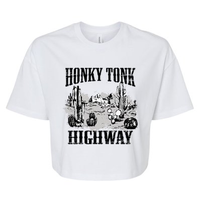 Southern Western Rodeo Cowgirl Honky Tonk Highway Bella+Canvas Jersey Crop Tee