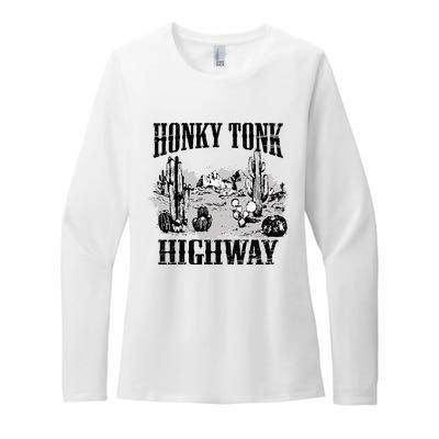 Southern Western Rodeo Cowgirl Honky Tonk Highway Womens CVC Long Sleeve Shirt